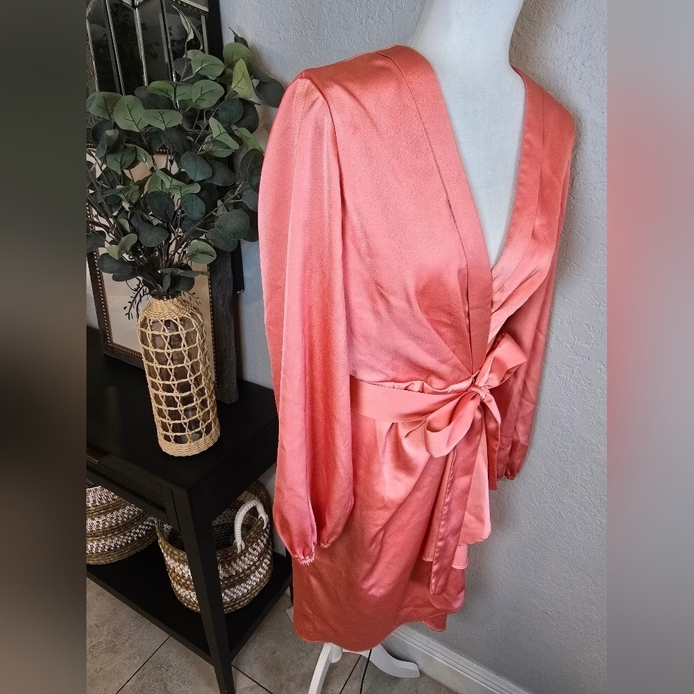 Alex Marie Coral Long Sleeve Wrap Dress Size 10 - Picture 3 of 7